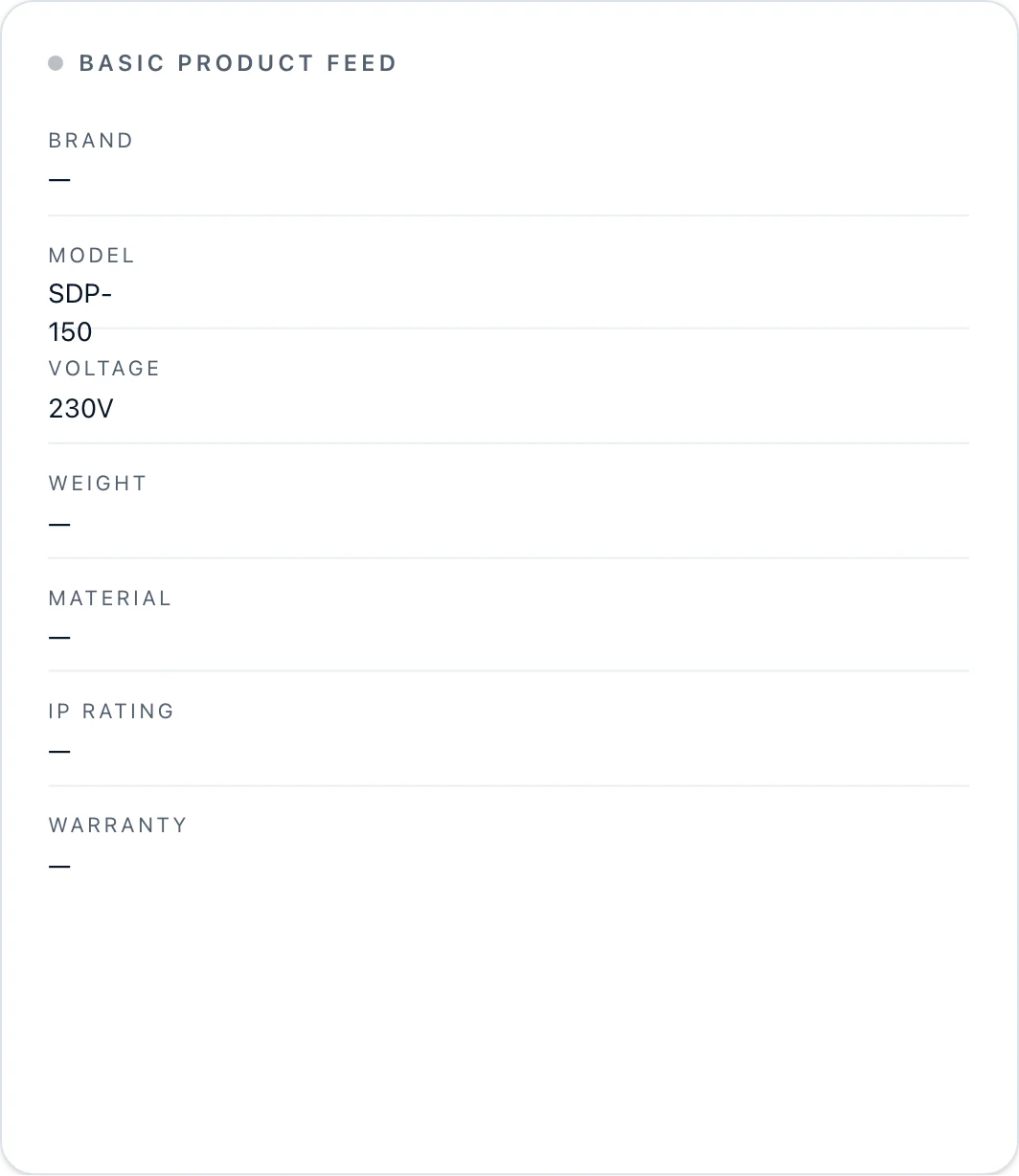 Structured attributes, as it arrives in the supplier feed